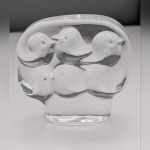 Thick Transparent Glass 6 Birds Art/Accent Piece/Decor/Paperweight